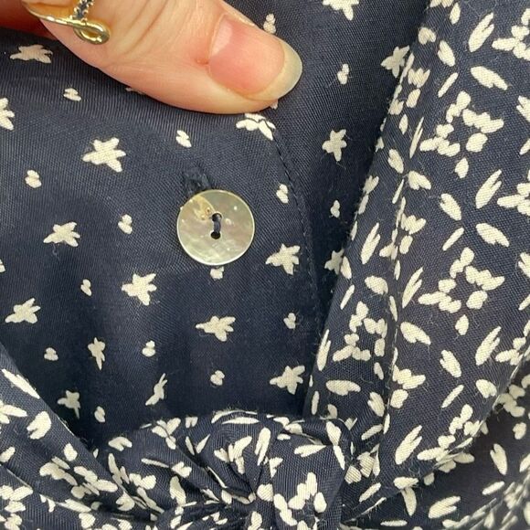 Robbie Bee Womens Shift Dress Short Sleeve Button Tie Front Navy Blue Size 8 - Picture 4 of 9